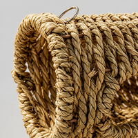 Tunnel suspendu tressé naturel pour petits animaux – Paille/Herbe marine – Abri sûr pour hamsters et oiseaux – Accessoire de cage à mâcher