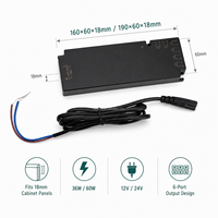 Driver LED AC-DC 110V à intensité variable par Triac, 6 ports de sortie pour éclairage d'armoires, de placards et d'écrans LC128-36-23