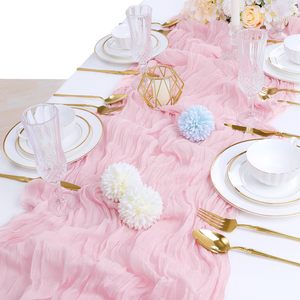 Decoraciones para fiestas de té en casa, camino de mesa rosa de 120 pulgadas y 10 pies, tela de queso, gasa rústica, camino de mesa para boda y bebé - Product Image 1