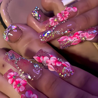 Nouvel ensemble de faux ongles à presser pour mains et orteils, couvrance totale, motifs floraux éblouissants, prix de gros