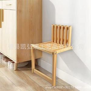 Wooden <b>wall</b>-mounted concealed folding chair/<b>shoe</b> changing stool, multifunctional wooden entryway <b>wall</b>-mounted <b>shoe</b> bench for - Product Image 2
