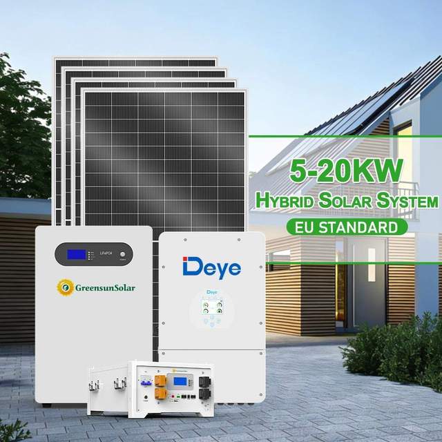 Greensun 10Kw Solar Power System Generator Panels 1000W Hybrid System 30Kwh Energy System for Home Off Grid Full Set Kit House