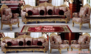 Ensemble de meubles en teck sculpté royal pour salon, meubles élégants pour la décoration de la maison, magnifiques meubles sculptés dorés, décoration de salon, USA - Product Image 2