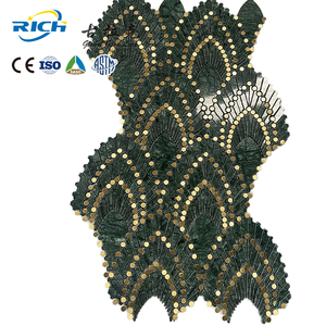 Mosaïque moderne verte 4/5/6MM, carreaux de céramique, finition brillante en laiton doré, design parquet, décoration murale de la pièce, salle de bain, mosaïque en marbre - Product Image 1