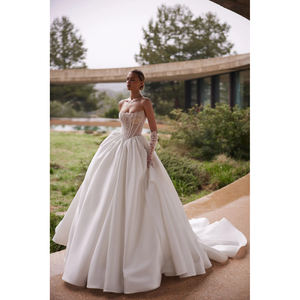 Mily da sposa ML571 senza spalline abiti da sposa senza maniche da sposa a trapezio con perline e lische di pesce stringate dietro dietro abiti da sposa Sexy - Product Image 1