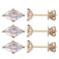 Gerçek katı 18kgold küpe seti özel takı Manufacturer1ct 2ct 4ct DEF VS markiz Lab yetiştirilen elmas küpe çift hediyeler için