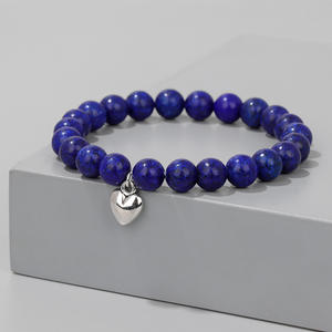 Bracelet en perles de pierre d'agate naturelle en gros pour femmes Bracelet en pierre de turquoise élastique de coeur magnétique classique cadeau de 8mm - Product Image 5