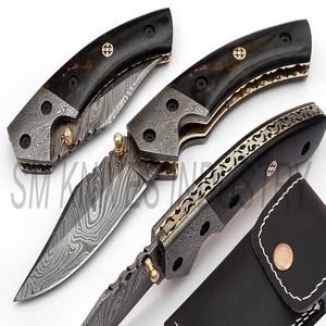 Cuchillo de Bolsillo Plegable de Acero de Damasco de Grado Industrial Hecho a Mano con Garantía de 3 Años (smk1168) - Product Image 2