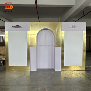 Letrero de bienvenida acrílico de lujo con fondo dorado y blanco para bodas, eventos y fiestas, decoración de fondo acrílico. - Product Image 2