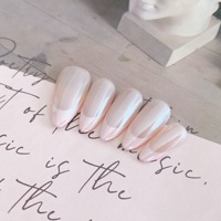 TSZS 10 pièces de faux ongles en acrylique français rose chromé, de haute qualité, faits à la main, sur mesure, forme amande moyenne, faux ongles artificiels