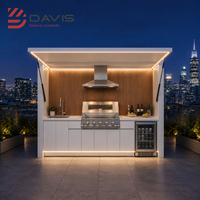 Cuisine extérieure modulaire en acier inoxydable, ensemble d'armoires, îlot barbecue, évier, comptoir de rangement, service de personnalisation en usine