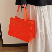 Bolsa de compras de malla de diseño personalizado con logotipo de fábrica, nueva moda, informal, para mujer