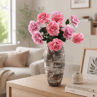 Bouquet de roses artificielles roses en soie, arrangement floral, 6 tiges enveloppées, respectueux de l'environnement, pour la maison et les mariages