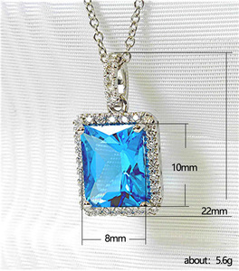 Collana con ciondolo quadrato blu per donna, gioielli semplici e alla moda, regalo di anniversario - Product Image 4