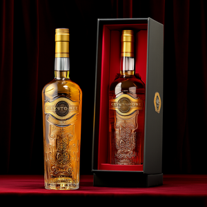 Bouteilles de whisky, vodka et liqueur en verre <span class=keywords><strong>blanc</strong></span> cristallin de haute qualité, haut de gamme, plates, 750 ml, avec bouchons décorés par peinture givrée, options personnalisables - Product Image 3