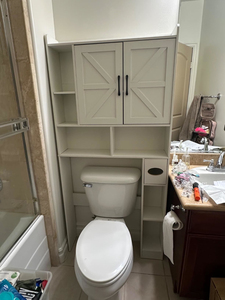Armoire de rangement au-dessus des toilettes, armoire de rangement de ferme au-dessus des toilettes avec 2 portes de grange et support de porte-<span class=keywords><strong>papier</strong></span> hygiénique - Product Image 4