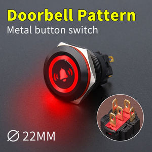 مفتاح زر LED بنمط مخصص WD22mm ، زر جرس باب IP67 لحظية من الألومينا السوداء ، مادة معدنية ، 24 فولت كحد أقصى. - Product Image 2