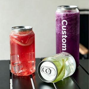 Bouteille en plastique PET de qualité alimentaire, cylindrique, avec couvercle facile à ouvrir, récipient transparent pour boissons, pour l'emballage de jus et de boissons froides - Product Image 2