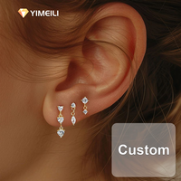 YML&Wholesale Boucles d'oreilles pendantes en argent S925 avec zircon, plaquées or, ensemble de boucles d'oreilles superposées, accessoires de bijoux en gros