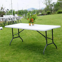 Table pliante rectangulaire en plastique de 6 pieds avec plateau stable en HDPE et pieds robustes, table pliante de 6 pieds pour l'extérieur