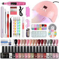 Set Peralatan Nail Art Profesional 35-Piece dengan Lampu Kuku 96W & Bor Kuku Elektrik, Perlengkapan Gel Polish Starter Kit Satu Paket untuk Salon & Rumah