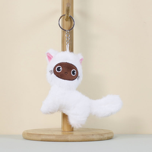 Vente en gros de porte-clés en peluche mignon petit chat, pendentif de dessin animé, chat à tête croquée, porte-clés en peluche, poupée en peluche pour cadeau promotionnel - Product Image 5