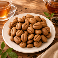 Biscuits croustillants au thé noir saveur latte en forme de grains de café, biscuits au thé, marque privée OEM, collation en gros, export