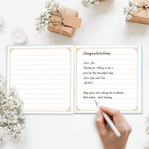 <span class=keywords><strong>Livre</strong></span> d'or de mariage personnalisé à couverture rigide, Design Floral en feuille d'or, Album Photo de 64 Pages - Product Image 4