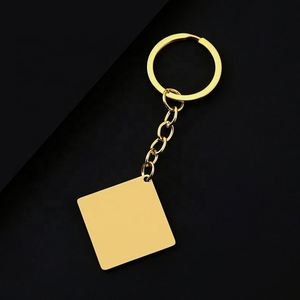 Personalized Customization <b>square</b> Shaped Laser Engraving logo Printing Photo Blank Material Metal Stainless Steel Keychain - Product Image 3