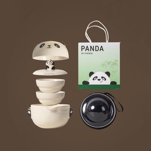 ชุดน้ำชาเซรามิคลายแพนด้าสไตล์จีน ชุดน้ำชาพกพาสำหรับเดินทาง ใช้ในบ้าน งานแต่งงาน ของขวัญทางธุรกิจ ขายส่ง - Product Image 5