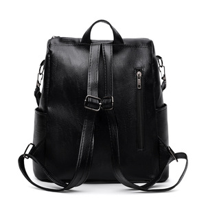 <span class=keywords><strong>Mochila</strong></span> de <span class=keywords><strong>Mujer</strong></span> al por Mayor a Precio Económico, Informal, de Moda, de Cuero PU Negro Suave, Multifuncional, de Diseño de Lujo, para Viaje - Product Image 4
