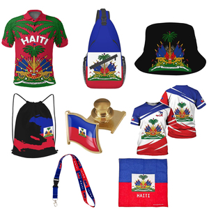 OEM Chinese Factory Wholesale Polyester Material Full Printing Logo Haitian Flag Clothing Jersey Bandana Haiti