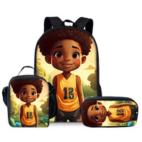 Kinder-Rucksack-Set mit Cartoon-Motiven, 3-teilig, aus Polyester, für Jungen und Mädchen, mit Lunch- und Stifttaschen