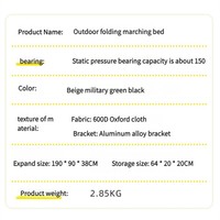 Lit de camping extérieur léger en aluminium et cadre avec sac de transport