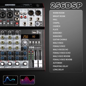 Mezclador de Audio Analógico Profesional de <span class=keywords><strong>4</strong></span>/6 Canales con 99 Efectos DSP, Bluetooth 5.0, para Escenarios y Transmisiones en Vivo - Product Image 5