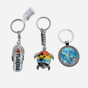 Cao Số lượng nóng bán tùy chỉnh thiết kế móc chìa khóa vòng hình dạng Hợp kim kẽm trống với Epoxy lá kim loại móc chìa khóa cho quà tặng lưu niệm - Product Image 1