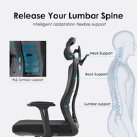 Chaise de bureau ergonomique pivotante en maille noire avec support lombaire réglable et accoudoirs fixes – Confort optimal – Fabrication chinoise