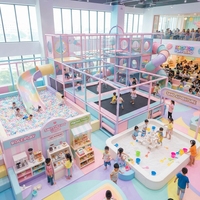 Équipement de terrain de jeu intérieur coloré Macaron avec fosse à balles profonde et jeux interactifs pour centre de divertissement pour enfants