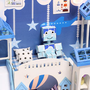 IIECREATE 1:24 escala azul madera DIY casa en miniatura 1:24 escala para casa de muñecas Kit niños Pequeño Deseo conjunto de regalo - Product Image 6