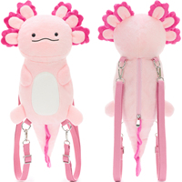 Sac à dos en peluche Axolotl rose 4-en-1, très populaire, avec fermeture éclair, idéal pour les étudiants, l'école, l'usage quotidien, le camping et les voyages