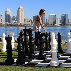 GCP-36 King 36" Giant Outdoor Garden Chess Set With Plastic Chess Board