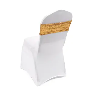 Пояс на стул с золотыми блестками, эластичный блестящий чехол на стул из спандекса для свадьбы, вечеринки, банкета, украшения для домашнего стула