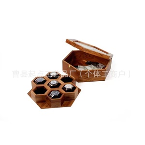 Caja de exhibición de relojes de madera, hexagonal, de madera maciza, con tapa abatible, diseño de panal, a prueba de polvo, para relojes de hombre - Product Image 5