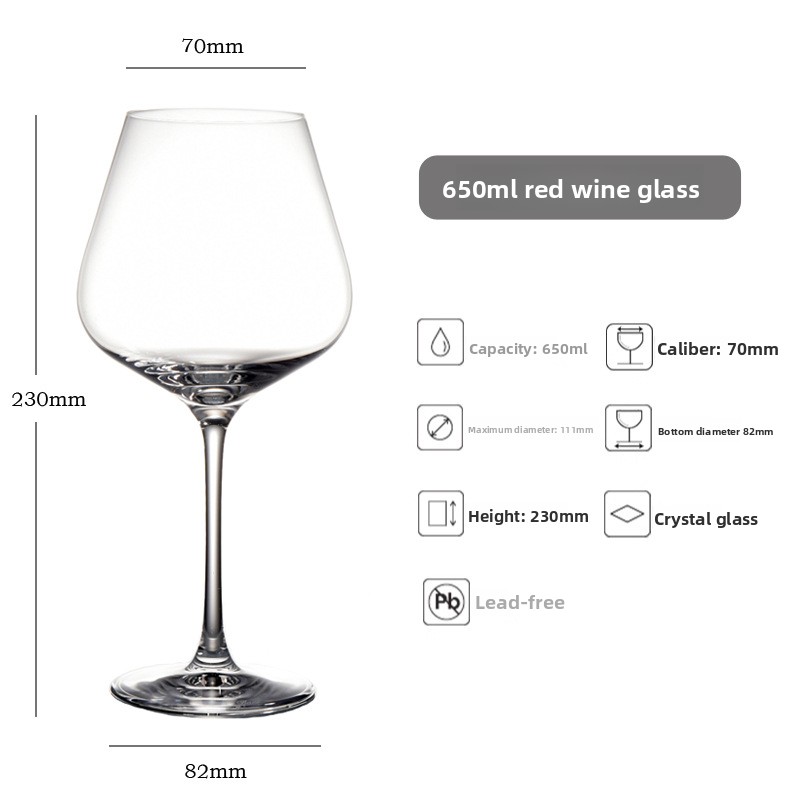 Verre à vin en cristal bordeaux, très grand format, transparent