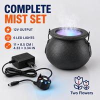 Brumisateur en plastique réutilisable 12V avec 6 lumières LED colorées, mini-générateur de brouillard pour fête en plein air, maison hantée, décoration de table