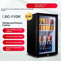 Mini-réfrigérateur portable 110L avec bar à glace et congélateur, panneau revêtu PCM, première classe d'efficacité énergétique, avec serrure, certifié CE