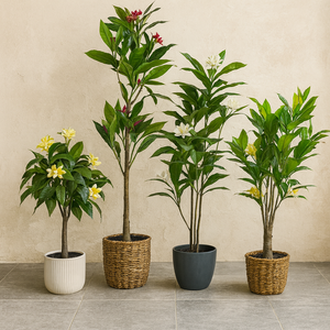 Bonsaï Plumeria Artificiel avec Matériau PE Décoration de Jardin Intérieur avec Fleurs et Plantes de Verdure Artificielles - Product Image 1