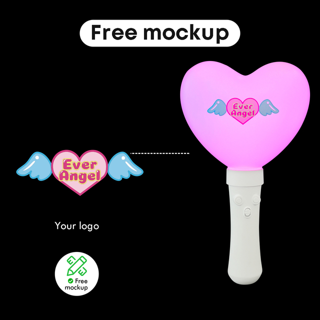Kpop Lightstick Printing Logo Glow Stick Button Switch Heart Shaped Glow Sticks Remote Controlled Lightsticks