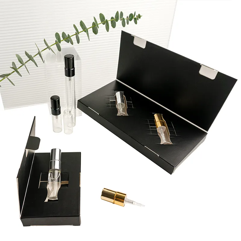 luxury perfume bottle with box set bottles spray square pressure crimp embossed tall plastic refill shenzhen