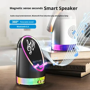 Nuevo Soporte Giratorio Inalámbrico para Altavoz con Carga Inalámbrica, Reproducción por Inducción, Luz Ambiental Colorida - Product Image 1